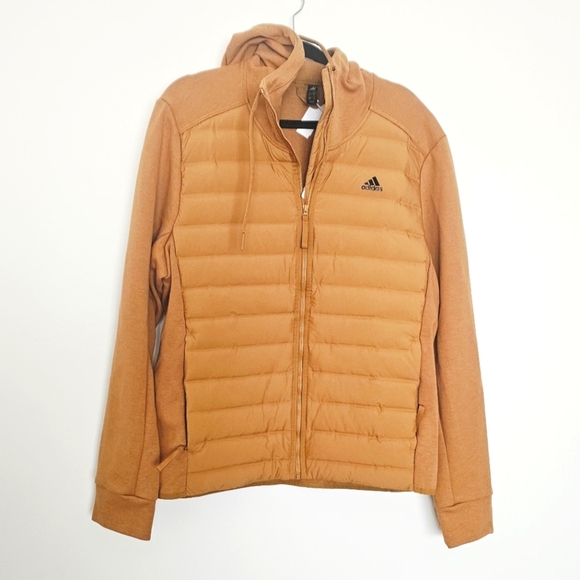 NWT Adidas Varilite Hybrid Down Climaheat Brown Town Men's Puffer Jacket Size L - Picture 2 of 6